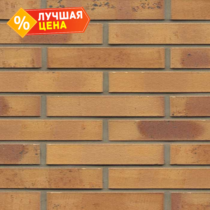 Кирпич клинкерный Muhr 06K Hellbraun-bunt Kohle гладкий, 290х90х52 мм